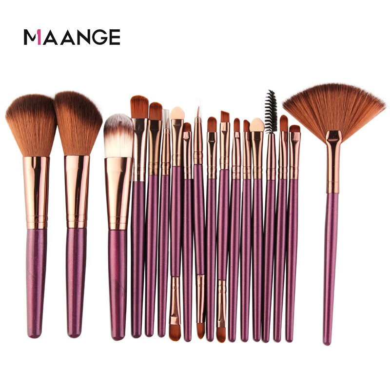 Maange 18-pieza Set de brochas de maquillaje de ojos de herramientas de belleza