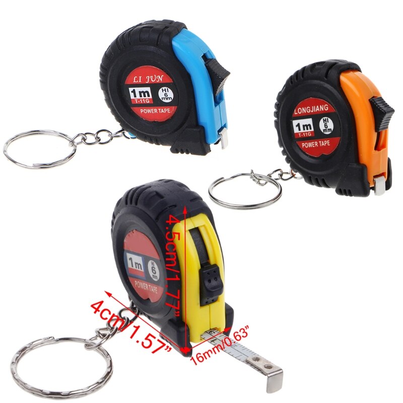 LLavero de cinta métrica retráctil, Mini bolsillo, tamaño métrico, 1m