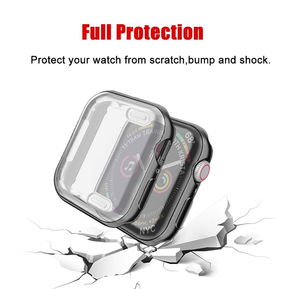Blødt galvanisk tpu etui smart watch skærmbeskyttere ultra tynde fuld dækning beskyttelsescover til apple watch 5 4 40mm 44mm