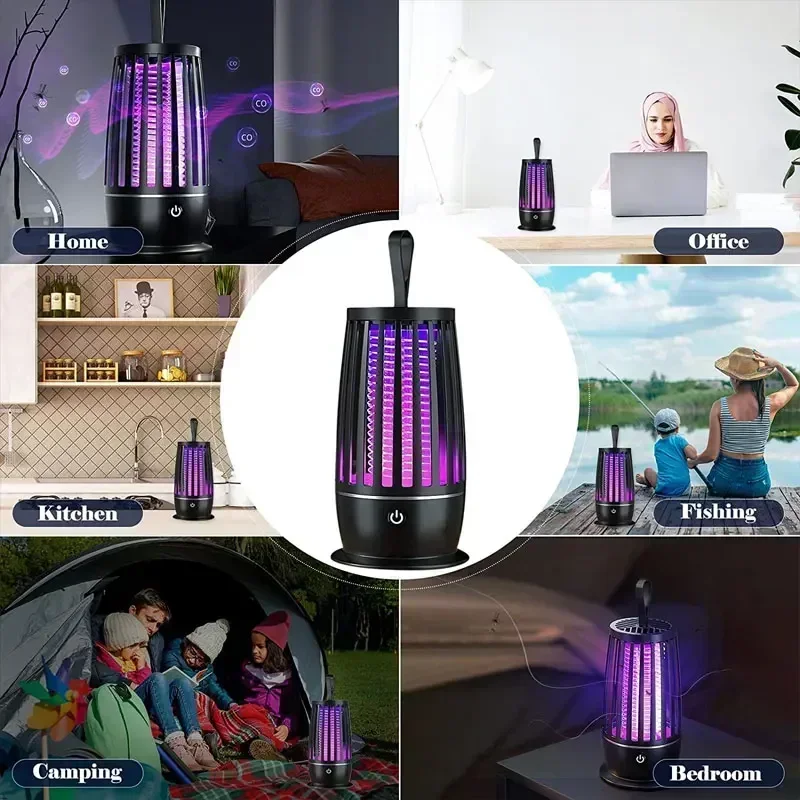 Bärbar mygglampa usb-laddningsbar elektrisk flugfälla insektsavvisande utomhus ljudlös mygglampa