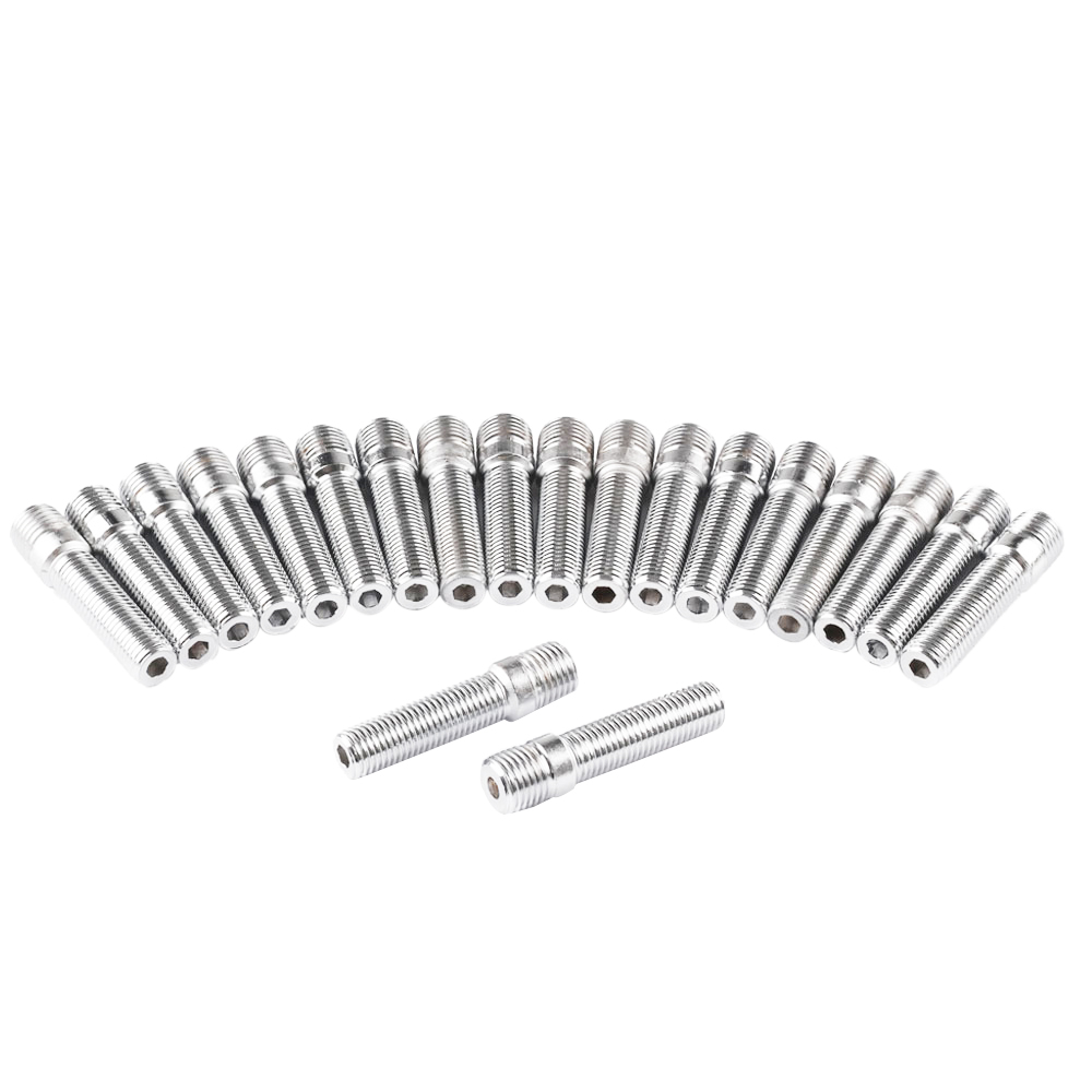 20pcs Extended M14*1.25 - M12*1.5 Long Wheel Stud Conversion 58mm Length Adapter Bolt