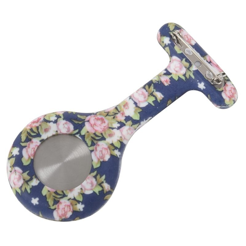 Niebieska różowa piwonia wzór silikonowe pielęgniarki broszka tunika zegarek kieszonkowy kieszonka na zegarek ze stali nierdzewnej