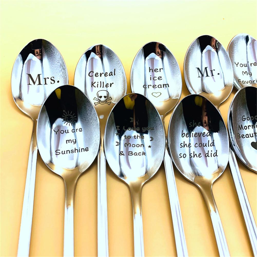 Cereal Killer Kitchen Tableware Coffee Spoon Stainless Steel Letter Engraving Spoons For Birthday Christmas Couple
