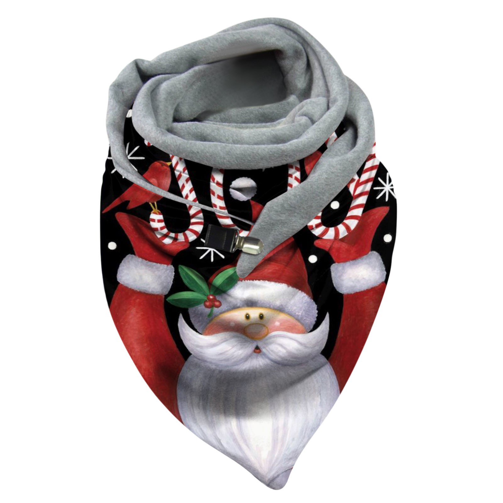 Kvinder juletryk tørklæde multifunktionelt sjal tørklæde knap tørklæde damer soild dot neck gamacher vinter wrap #35: C