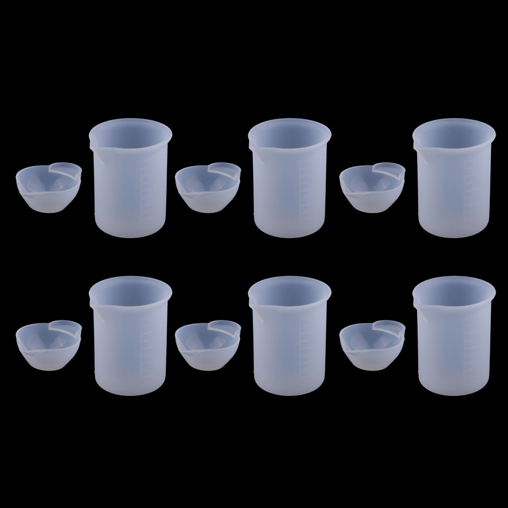 12 Pieces Measuring Cup & Jugs Kitchen Silicone Mixing Cups Mold DIY Jewelry Scale Resin Glue Measuring Tools