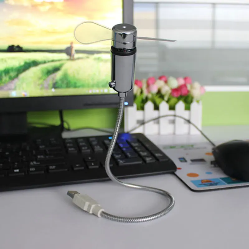 Usb Gadget Duurzaam Verstelbare Mini Flexibele Fan Led Light Usb Fan Tijd Klok Desktop Klok Cool Gadget Tijd Display