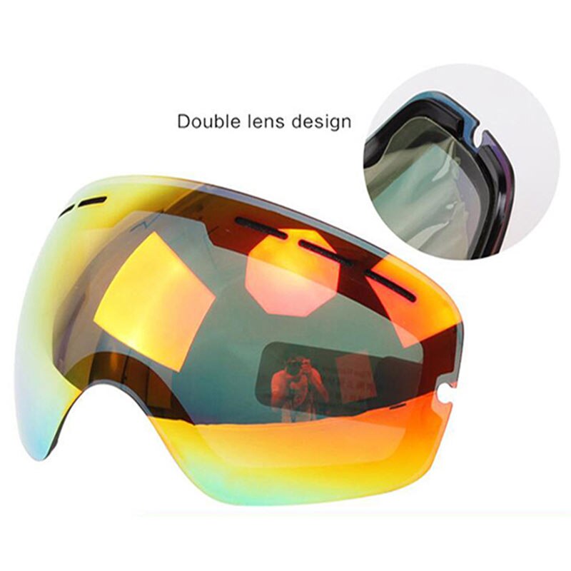 Benice double Layers UV anti-fog lens Men ski goggles big spherical skiing snowboarding snow glasses Eyewear 3100 Set case