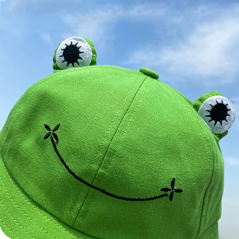 Frog Bucket Hat Summer Hat Female Parent-Child Frog Fishing Cap for Women Girls Cute Sun Hat Big Eyes Bucket Hat