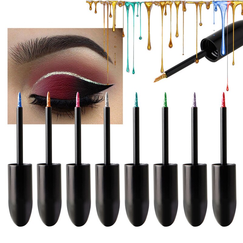 13 farver vandtæt flydende eyeliner glitter langtidsholdbar makeup eyeliner guld rød blå hvid eyeliner skinnende eyeliner