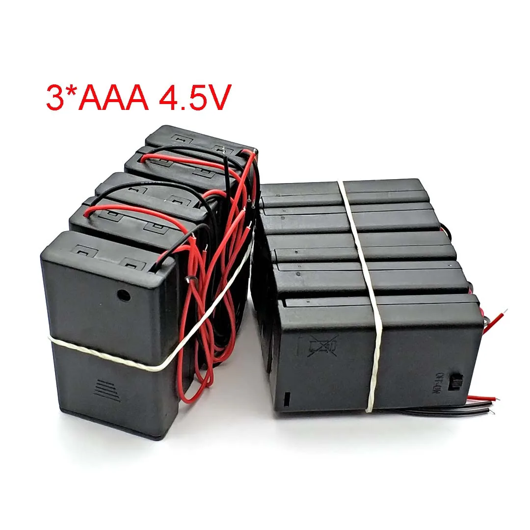 3 * AAA Battery Holder Case Box with Leads with ON/OFF Switch Cover 3 Slot Standard Battery Container