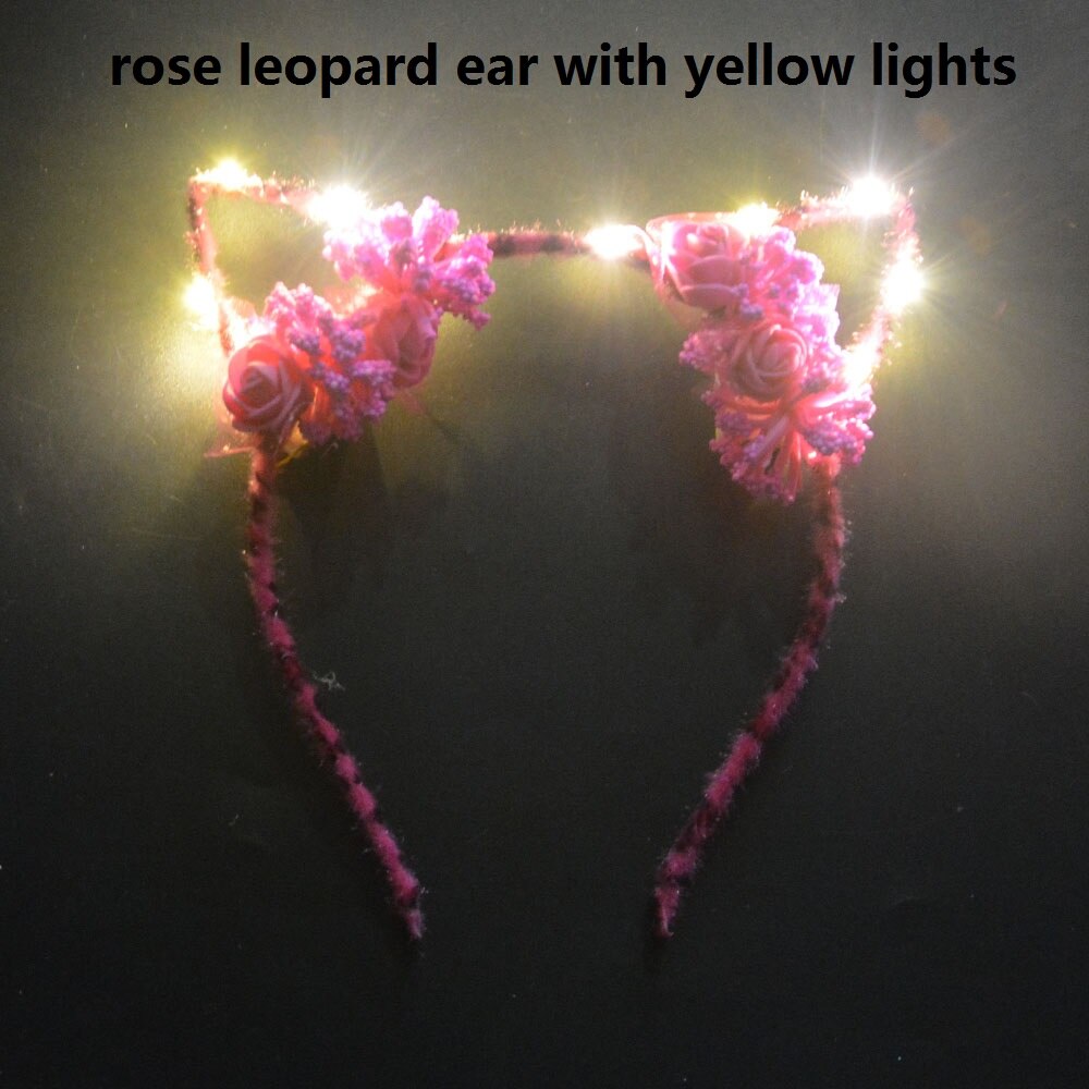 Led blinkende lys cosplay djævel hovedbånd leopard øre fest hovedbeklædning demon horn hårbøjle indretning bryllupsdag
