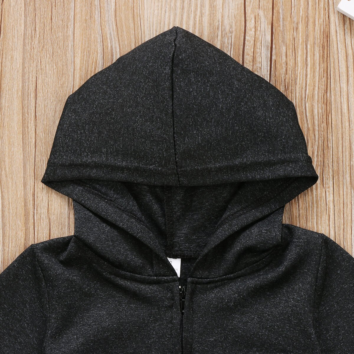 Solid Lange mouwen Rits Up Hooded Jumpsuit Rompertjes Voor Baby Boy