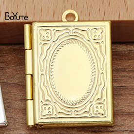 BoYuTe (10 części/partia) 19*26MM prostokąt medalion zdjęcie medalion książki wisiorek medalion pływające medalion uroki: złoto platerowany