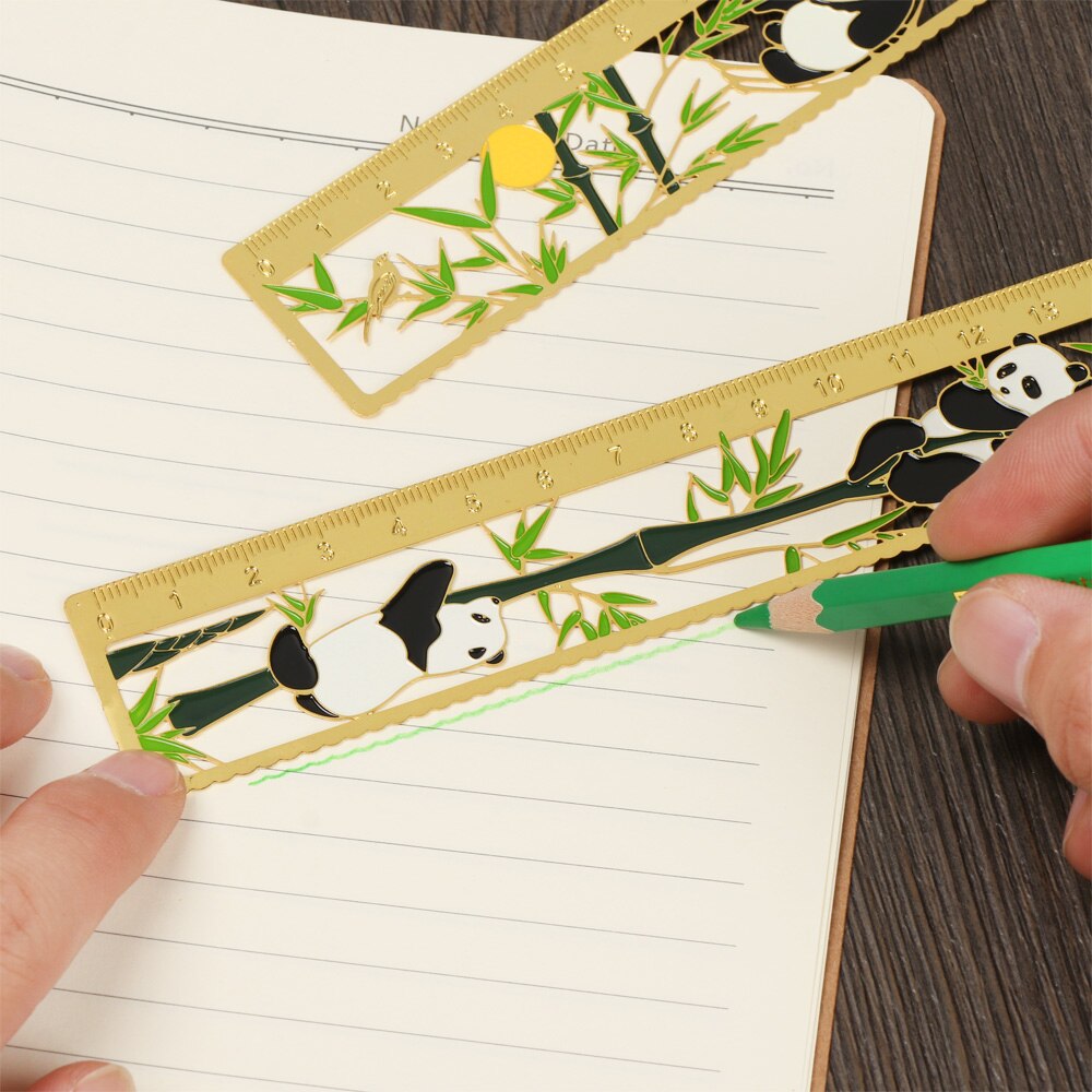Panda Chinese Style Metal Bookmark Hollow Rulers Scale Book Holder Stationery Drawing Markers Supplies Student