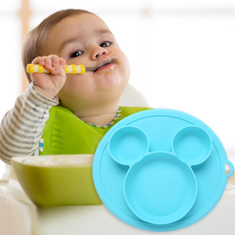 Baby siliconen bord cartoon berenpoot vorm kinder diner borden zuig peuter training servies kinderen voerbakken