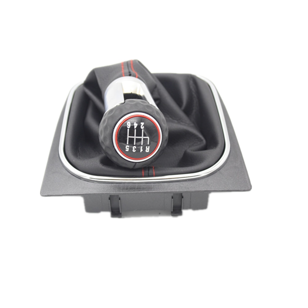 Pour VW Golf 5 MK5 R32 GTI 2004 2005 2006 2007 Voiture 6 Vitesses MT Pommeau de levier de vitesses Avec Cuir Guêtre Botte Ligne Rouge
