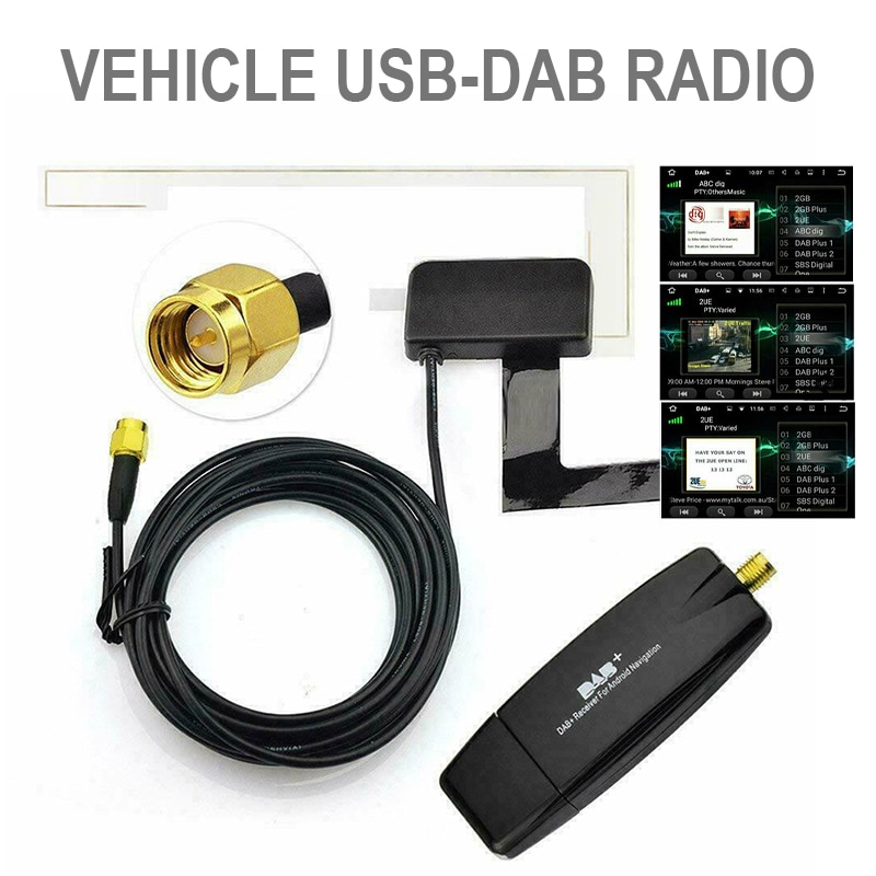 1Set Auto Dab + Antenne Ontvanger Dab Autoradio Tuner Ontvanger Dab Antenne Voor Android Car Stereo Speler Dab antenne