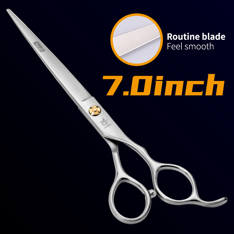 Fenice 7.0/7.5 Professionele Grooming Snijden Rechte Schaar Japan 440C Seratted Shear voor Dogstylist: Donkerbruin
