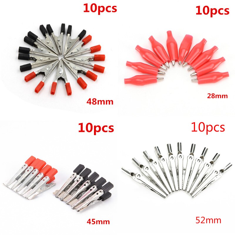 10 Stks/partij 52Mm 48Mm 45Mm 28Mm Test Clips Rvs Alligator Krokodil Kabel Lood Schroefbevestiging gebruik In Stereo Toepassingen