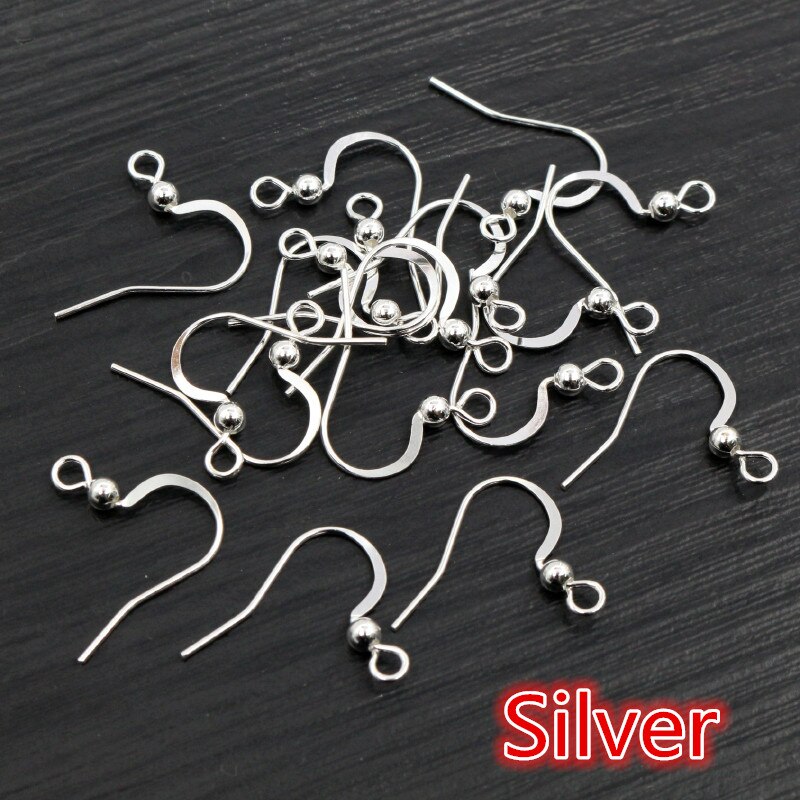 100 unids/lote 19x18mm DIY pendientes hallazgos pendientes cierres ganchos accesorios DIY joyería hacer accesorios gancho de latón joyería: Silver