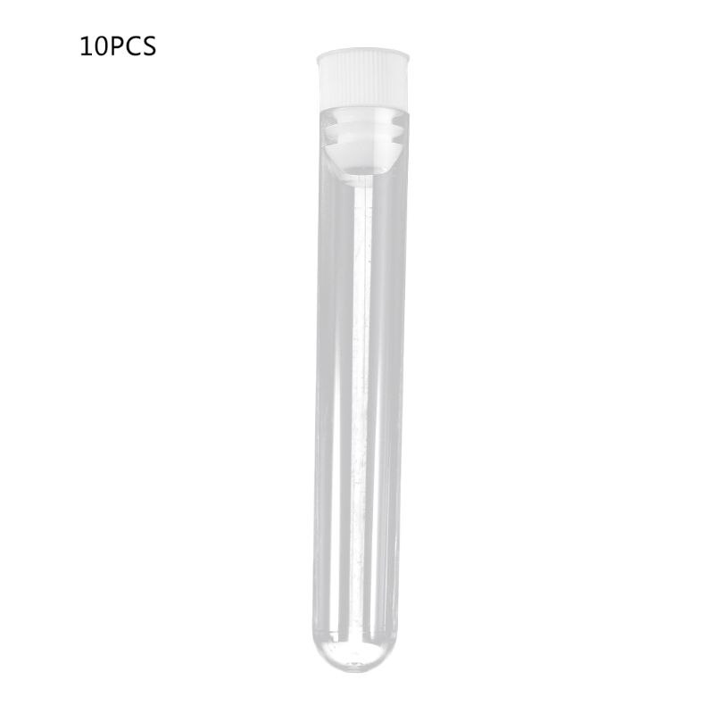 10Pcs Plastic Test Tubes Lab Test Tool Met Schroefdop Transparant 16X100Mm A6HE