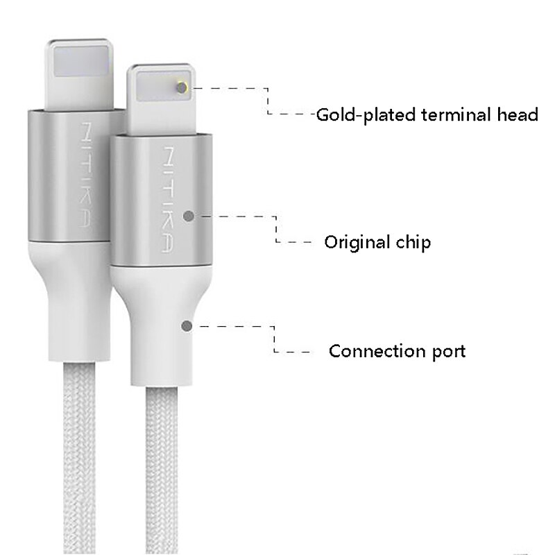 Nitika para apple mfi cabo de dados de carga rápida cabo de dados mfi liga de alumínio cabo trançado de náilon para usb 1m