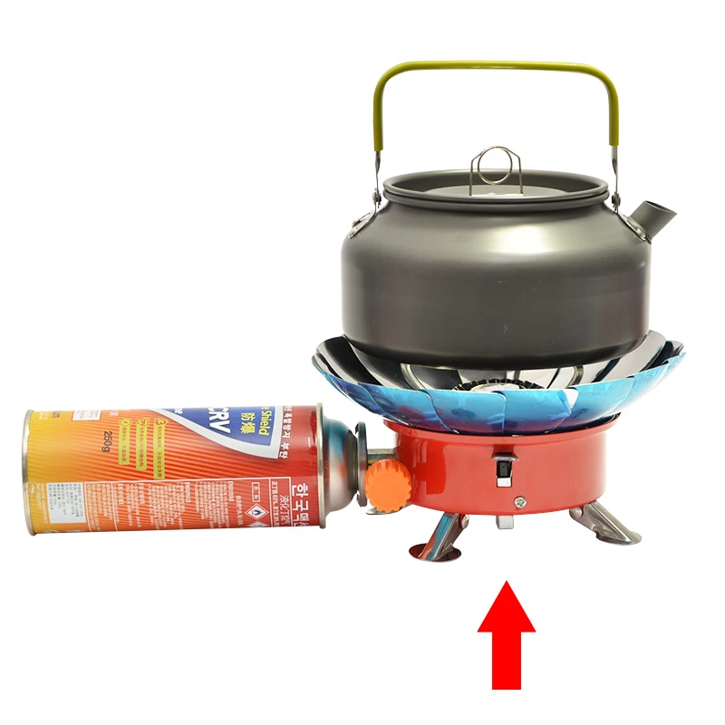 Portable Outdoor Picnic Windproof Foldable Camping Hiking Mini Stove Round Gas Pot Stove Camping Butane Stove Mini Gas Burner