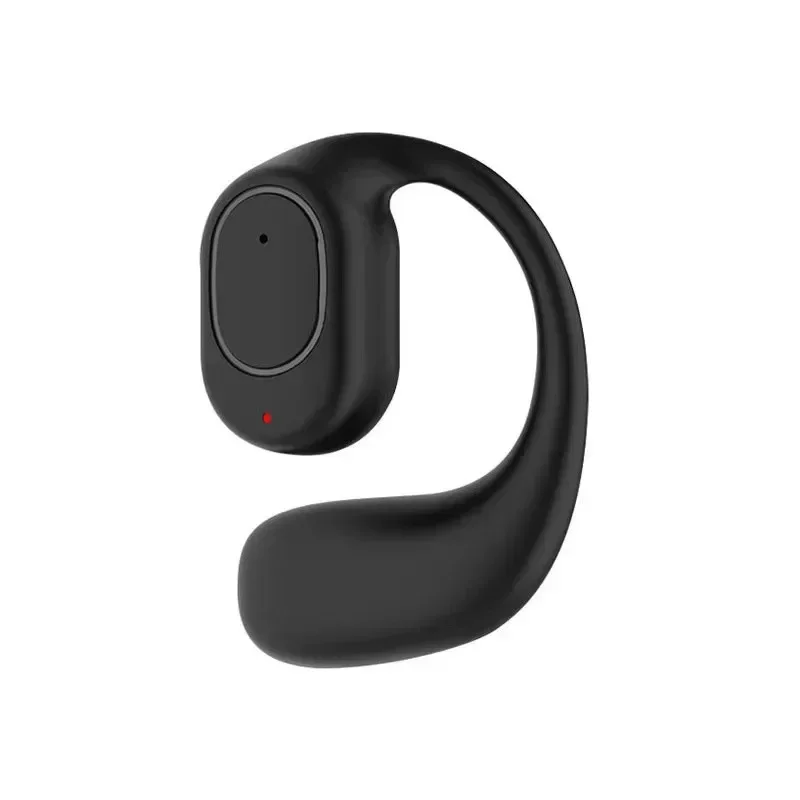 Single Wireless Earphones Air Conduction OWS Headphone HiFi Ear-Hook Music Sports Noise Cancel Headset for All Smartphones: Red