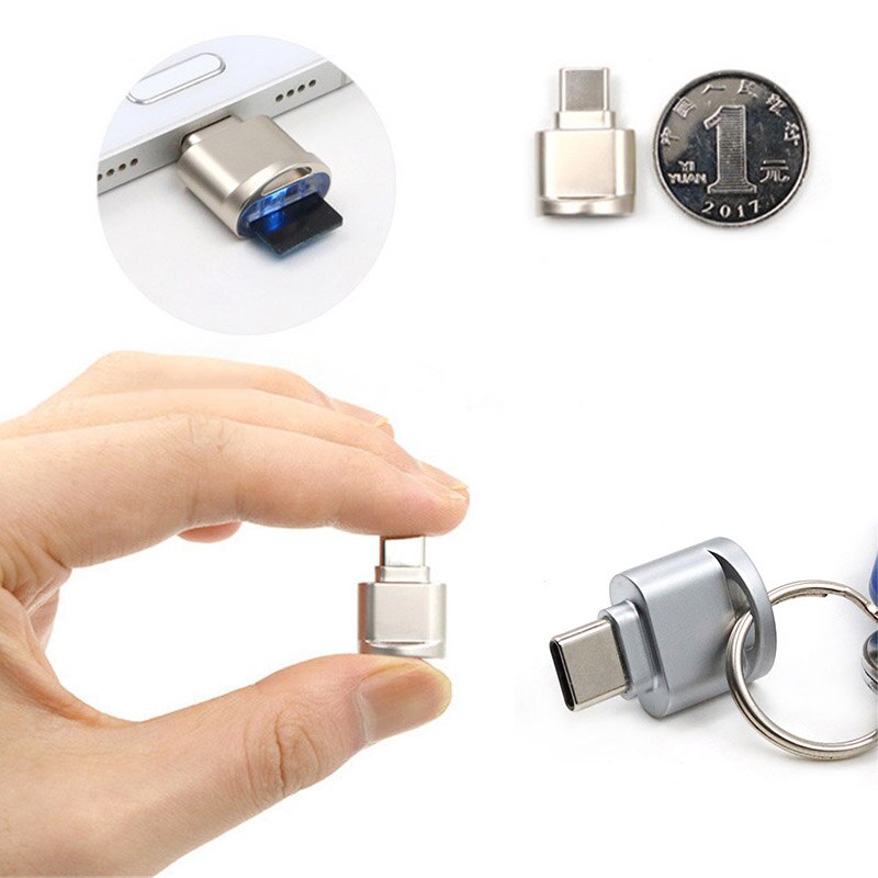 Model Kaartlezer Super Mini Usb 3.1 Type-C Tf Aluminium Micro Sd-kaartlezer Otg Voor macbook/Letv/Xiaomi 4C Mobiel