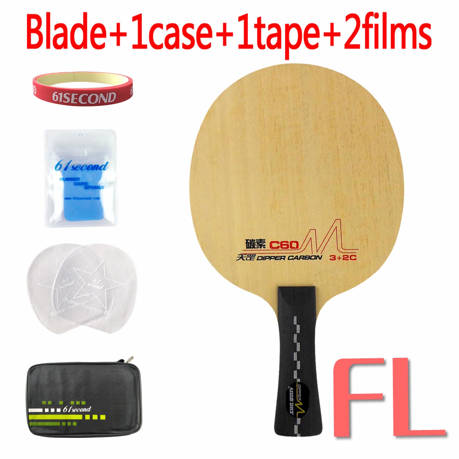 Original DHS DM.C60 DIPPER CARBON Quick Attack Plus Loop Table Tennis PingPong Blade Shakehand-FL Long Handle: FL with FM case