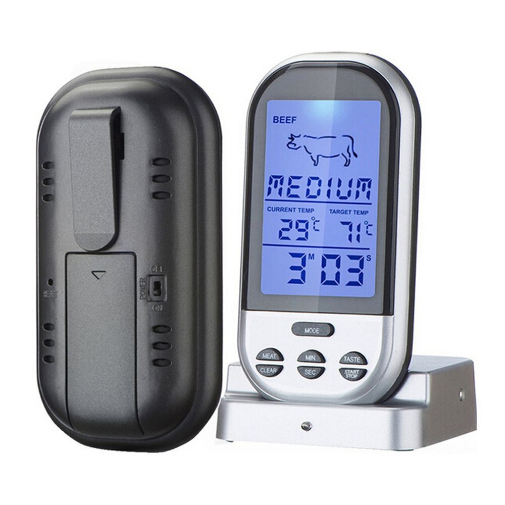 Wireless Remote Oven And Grill Meat Steak Cooking Remote Kitchen Thermometer And Timer With Probe Digital BBQ Thermometer Timer