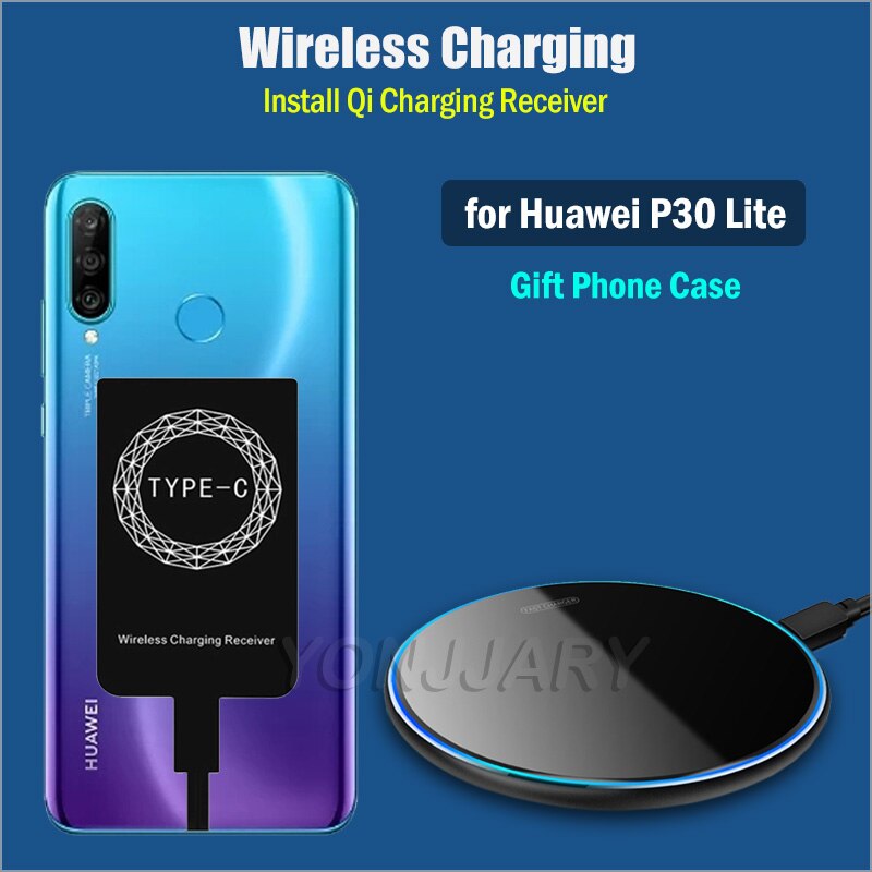 Qi Draadloze Oplader En Ontvanger Voor Huawei P30 Lite 6.15 ' Draadloze Oplader Pad Usb Type-C Opladen adapter Telefoon Case