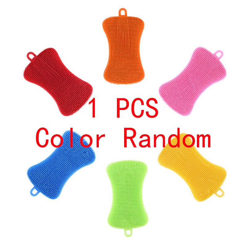 One Pair Dishwashing Cleaning Gloves Magic Silicone Rubber Dish Washing Glove For Household Scrubber Kitchen Clean Tool Scrub: 1pc Cleaning brush