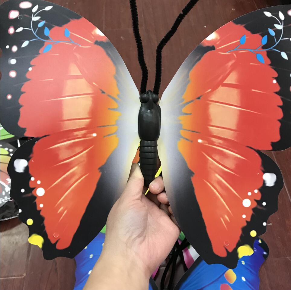Mariposa decorativa de plástico grande de varios colores, capa simple/doble, de lugar al aire libre, escenario, boda, artesanía de manualidades de centro comercial, 5 uds., 40cm: single layer