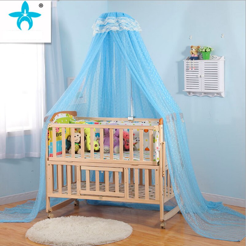 4 farben Baby Bett Hängen Moskito Net jacquard palace Moskito Net Bettdecke Vorhang Runde Krippe Netting Zelt Kinder Zimmer Dekor: blue