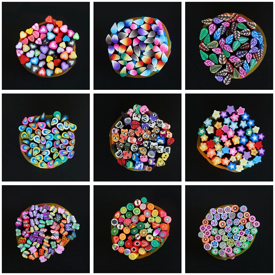 50pcs/bag Polymer Fruit Animal Slices For Slimes Supplies Nails Art Tips Clay Supplies Charms Accessories For Nail Art Toy ​