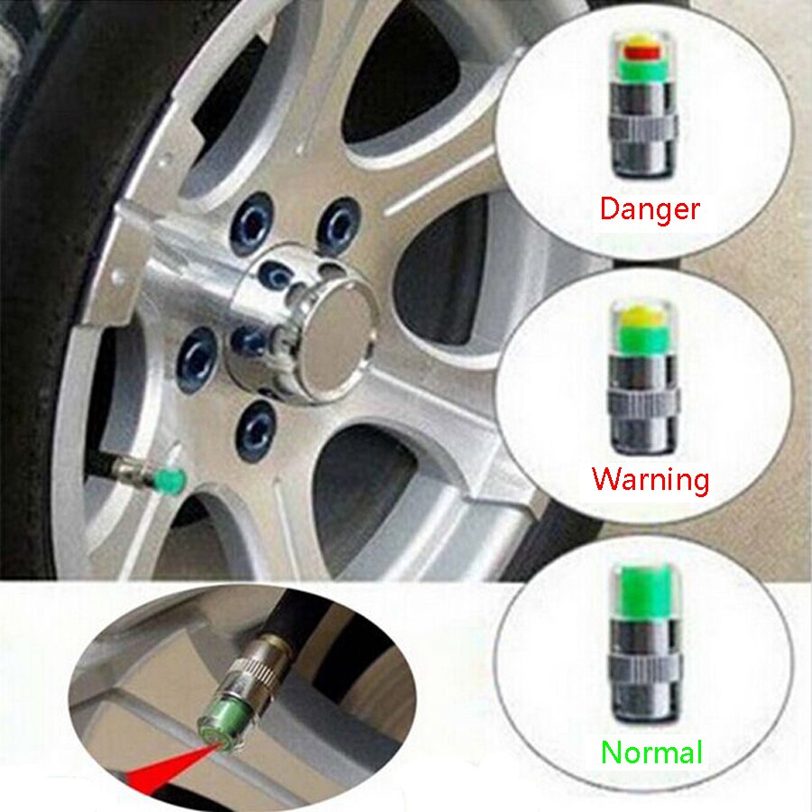 tire pressure Visiable 32 Psi 2.2 Bar Air Warning Alert Tire Valve Pressure cap 2.2 Sensor Monitor Light Cap Indicator For Car