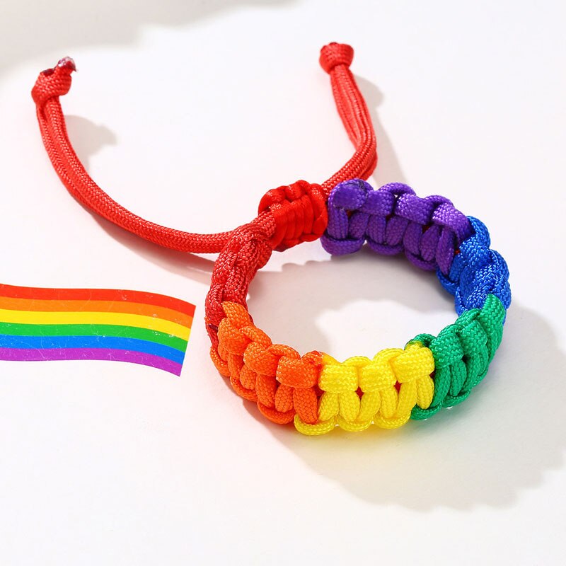 Simple Brazilian Nepal Rainbow Lesbian LGBT Pride Gay Pride Woven Braided Rope String Strand Friendship Bracelet