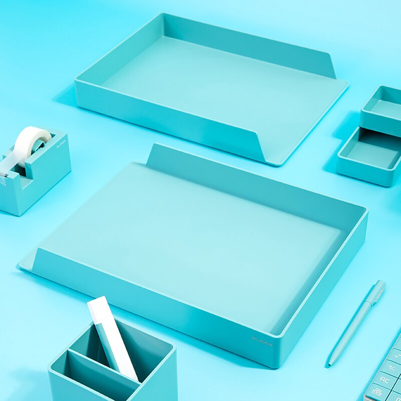 DELI NUSIGN NS021 File Tray Double-deck document container A4-paper drawer large stationery plate officeworks desk arrangement: Lagoon Blue