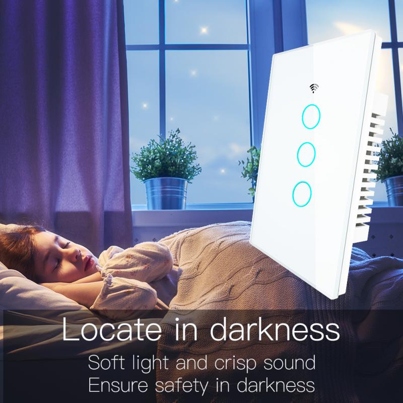 Tuya/Smart life APP Smart Wall Touch WiFi Switch 170-250V No Neutral Wire Needed Smart Home Automation Google Home Alexa Voice
