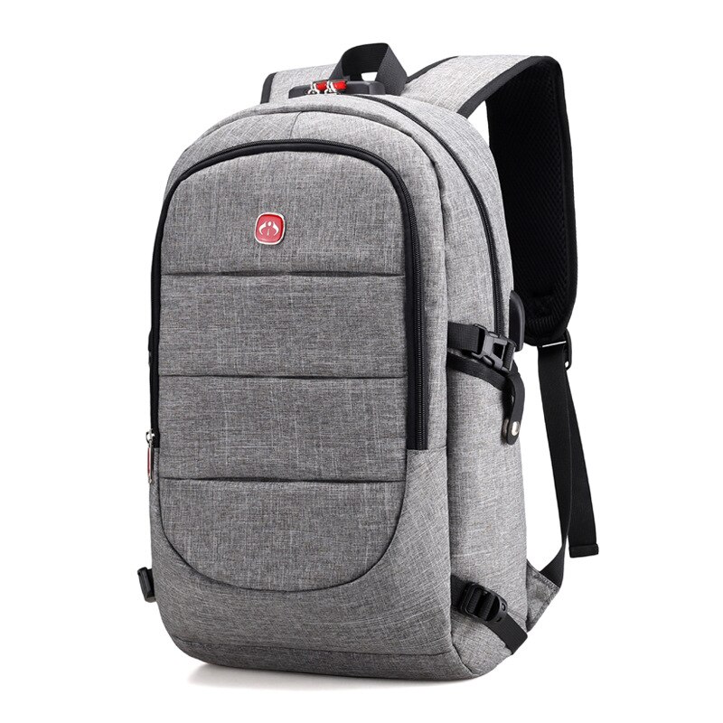 ZENBEFE Anti-Theft Backpacks With Coded Lock Backpacks Canvas School Bag For Student Bookbag USB Port Travel Rucksack Laptop Bag: Grey