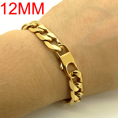 100% Roestvrij Stalen Armband 6/8/12 Mm Breedte Curb Chain 8 Inch Zilver/Goud Kleur Armband Voor Mannelijke mannen/Vrouwen: Donker Goud