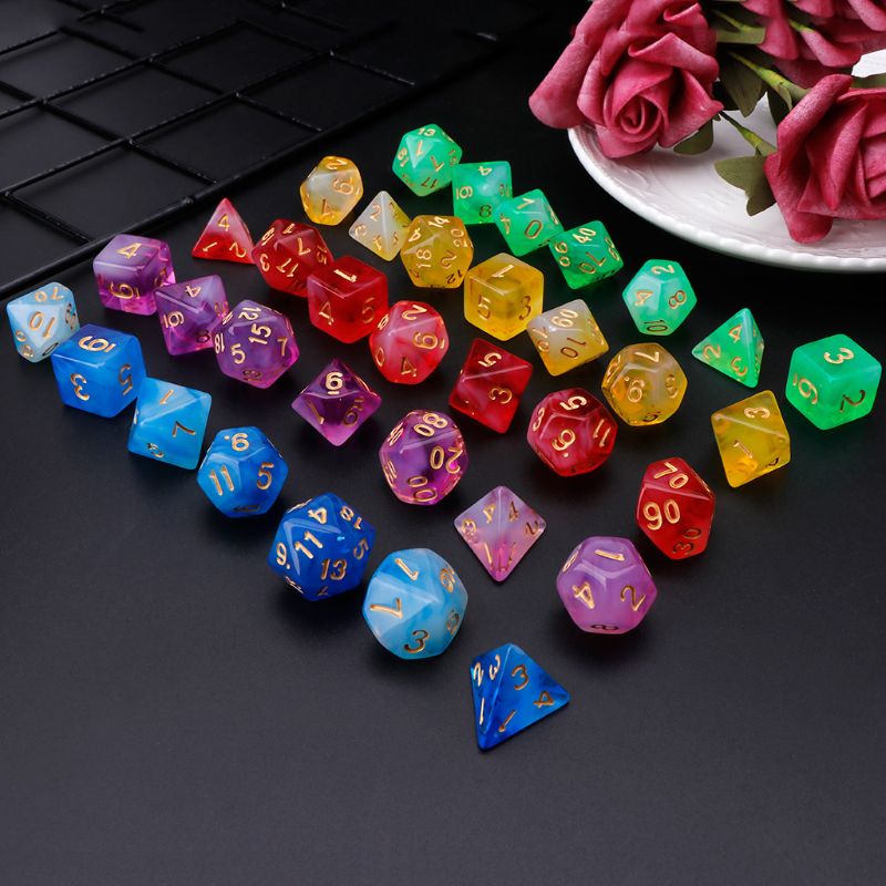 Nova 7 pçs/set Poliédrico Dados Lados D4 D6 D8 D10 D12 D20 Para Jogo De Mesa Acessórios de Entretenimento