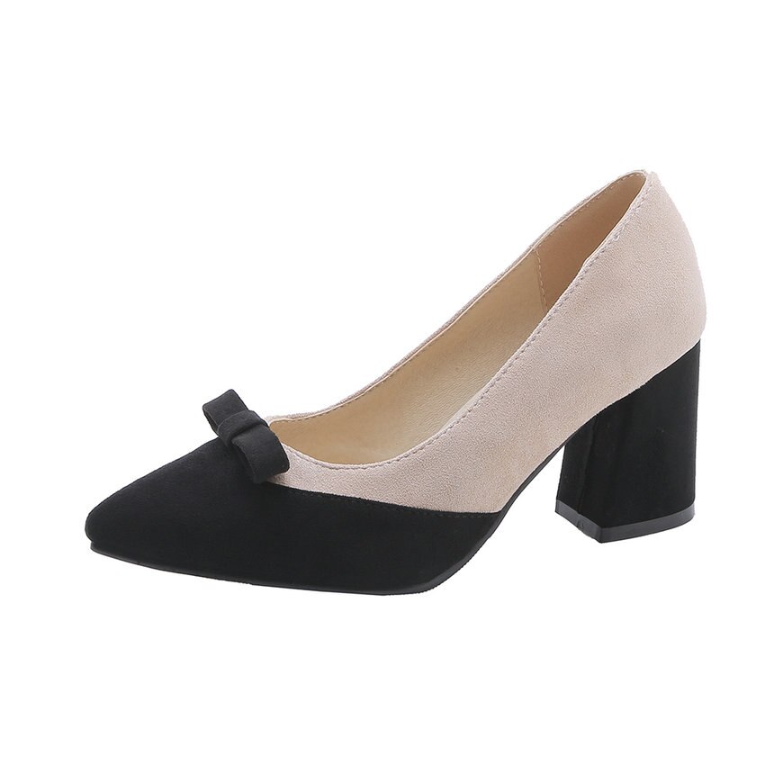 Qutaa kvinder pumps all match spidstå kvinder sko platform spids tå casual firkantet højhælet dame pumps str. 34-43: Abrikos / 12