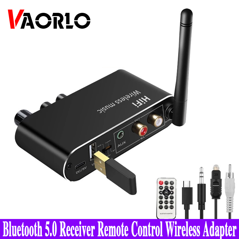Vaorlo Dac Bluetooth 5.0 Ontvanger Afstandsbediening Draadloze Adapter Digitale Audio Analoog Converter Optische Coax Naar 3.5Mm Aux