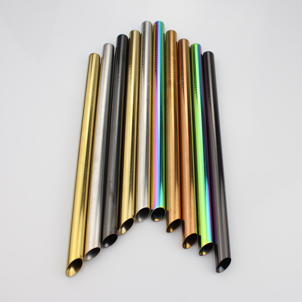 2 stk genanvendelige brede metal sugerør skarpe sugerør 215 x 12mm lige drikke sugerør spidse spidser perle milkshake bubble tea