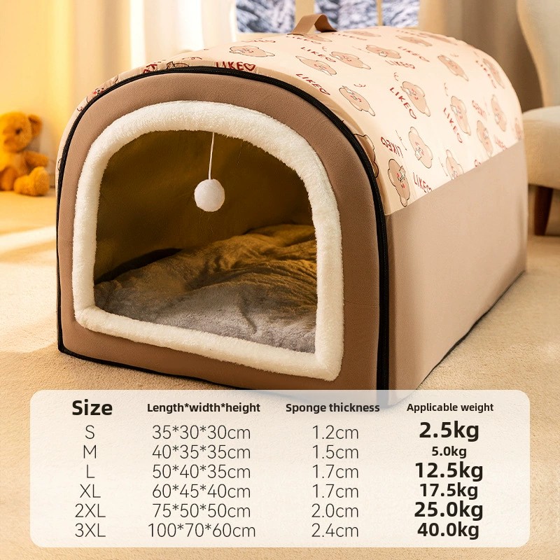 Perrera para perros de invierno cálida, cama lavable desmontable para perros, tienda para dormir profunda para perros medianos y grandes, estera para casa, suministros para mascotas