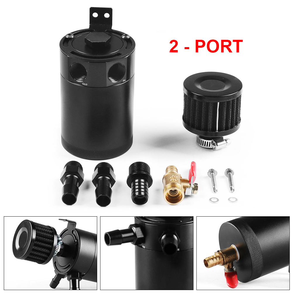 Red Aluminum Oil Catch Can Tank With Filter – 5" Height, 3.25" Diameter, Universal Fit For Engines