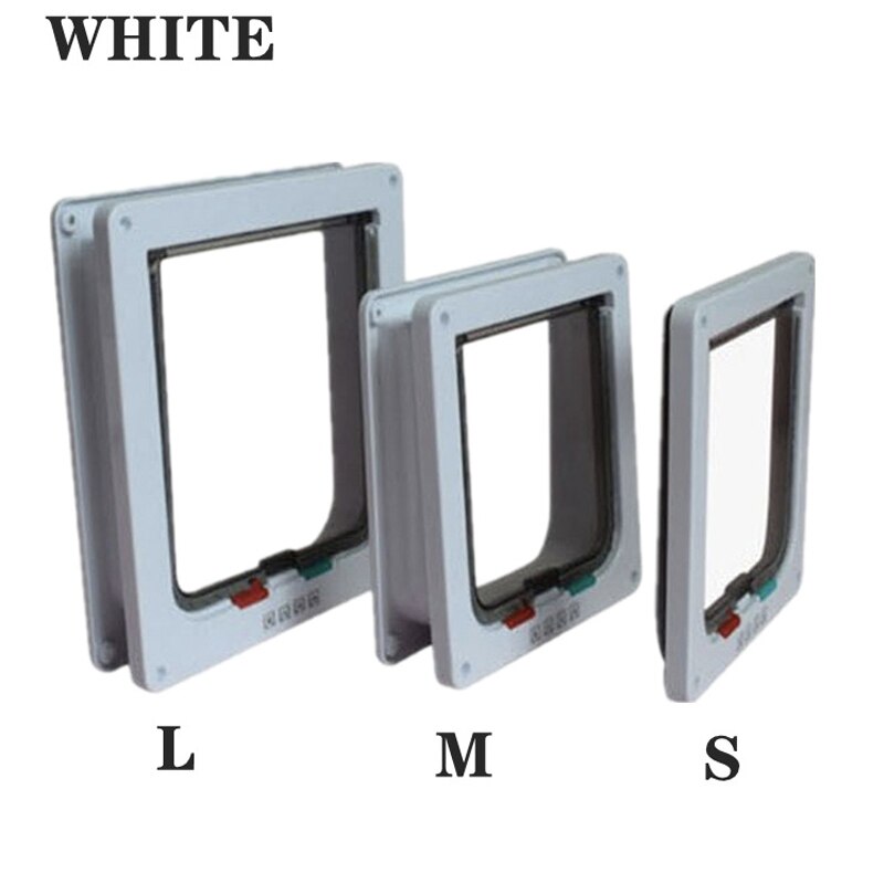 Puerta de 4 vías con solapa para perros y gatos, puerta de seguridad bloqueable para mascotas, animales, ventana, entrada libre, fácil de instalar, suministros para mascotas