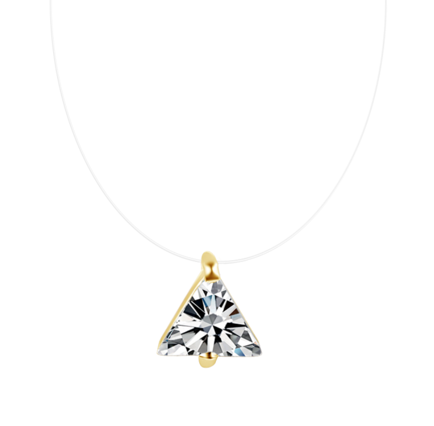 Chaîne transparente AAA Zircon collier Invisible ligne de poisson ras du cou femmes ovale coeur carré étoile goutte d'eau pendentif colliers: PLAQUÉ ARGENT